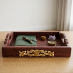 Gold-Accent Mahogany Tray