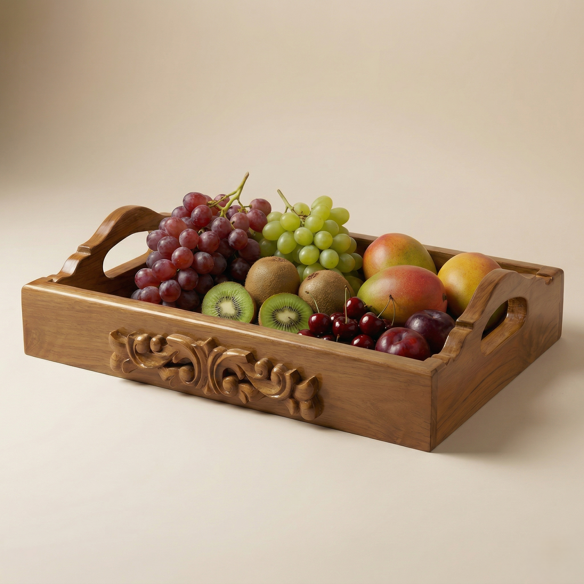 Gold-Accent Natural Tray