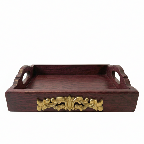 Gold-Accent Mahogany Tray