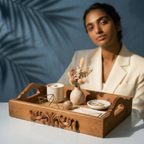 Gold-Accent Natural Tray