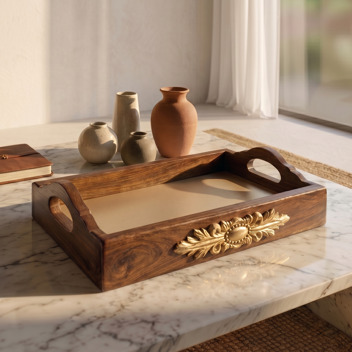 Darbar Walnut Teak Tray