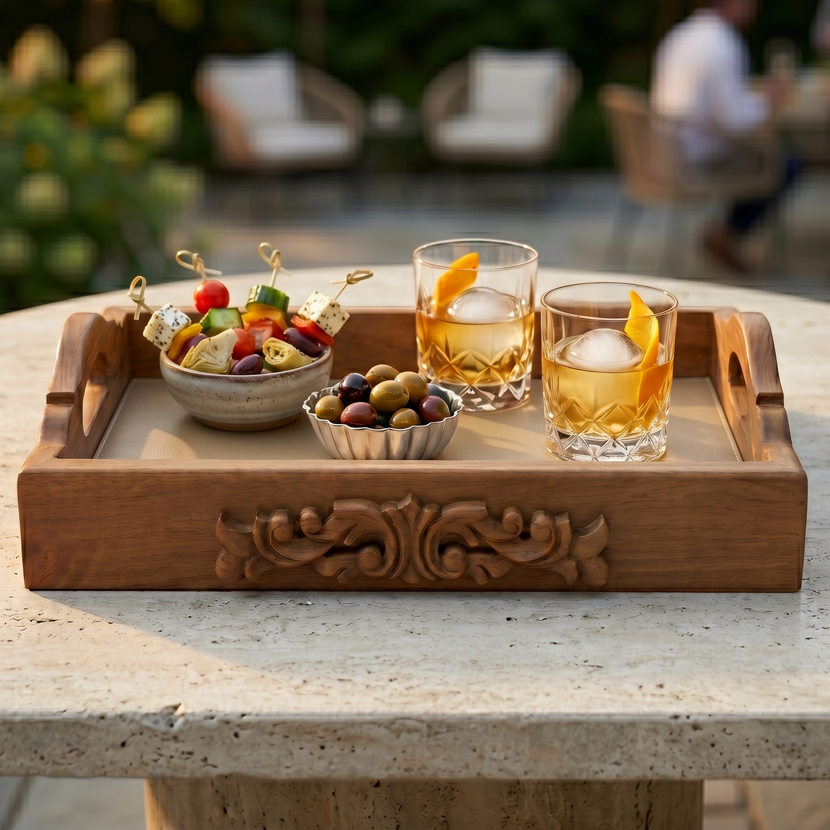 Gold-Accent Natural Tray